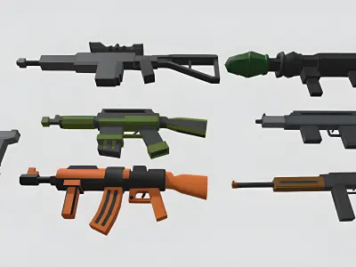 Low poly 3d guns 3d model Low-poly 3D model