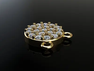 Round Stud Cluster Diamond Pendant 3D print model