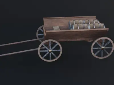 Cart MedevialProps Game Ready Low Poly 3D Model Low-poly 3D model
