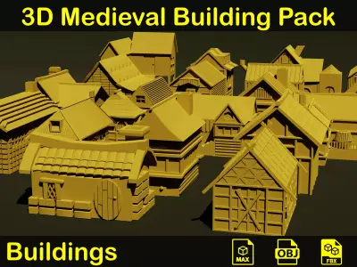 3D Medieval building Pack 3D model