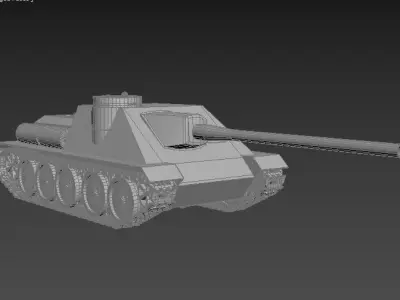 SU-100 piece of machinery Low-poly 3D model