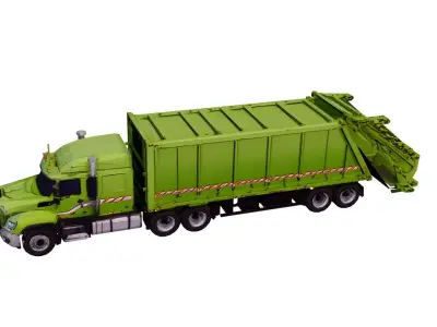 Low Poly Garbage Semi Truck Vehicle PBR Texture Low-poly 3D model