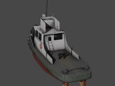 River tugboat 3D model Low-poly 3D model