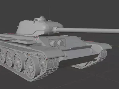 T-44M Russian Soviet Medium Tank Low-poly 3D model