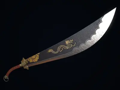 Two-handed Dao sword Low-poly 3D model