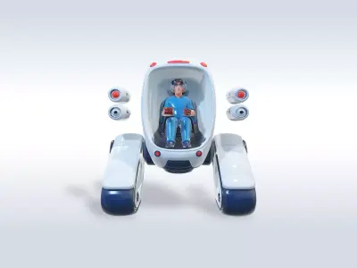 Futuristic Sci-Fi Robot Vehicle with Pilot Game Ready 95 3D model