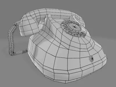 Green Retro Dial Phone  Low-poly 3D model