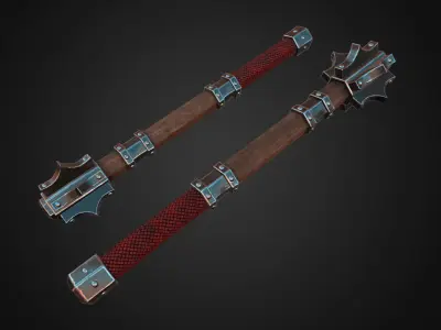 5 Maces Pack Low-poly 3D model