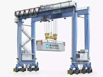 Rubber-Tyred Gantry Crane 3D model