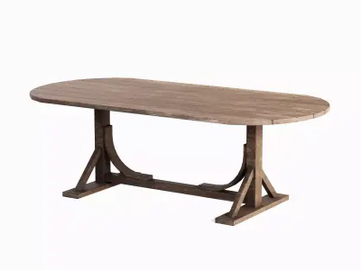 Medieval Wooden Tavern Table 03 Low-poly 3D model