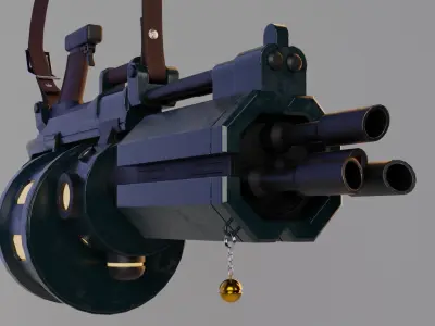 Machinegun Mr Pew Pew Low-poly 3D model