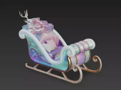Whimsical Pastel Sleigh 3D Model Low-poly 3D model