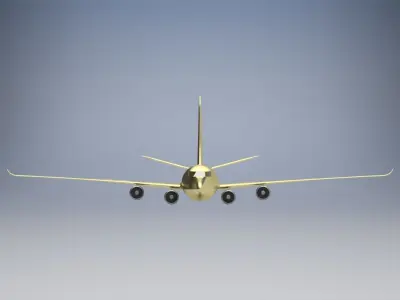 Aircraft golden airplane flying in sky 3D model