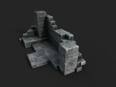 Old Ruined Wall Low-poly 3D model purchase