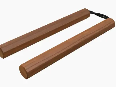 Nunchaku wood octagonal lace 3D model