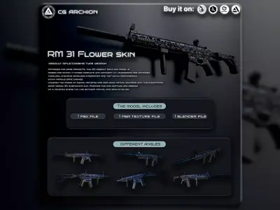 Flower Skin RM 31 Assault Rifle Low-poly 3D model