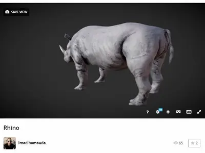 Rhino in video game Low-poly 3D model