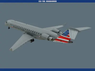 CRJ700 American Eagle Low-poly 3D model