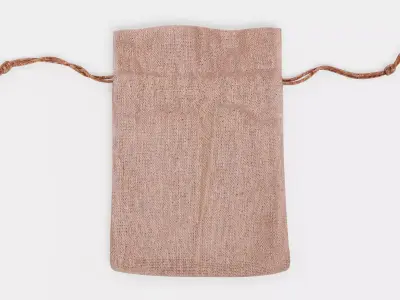 Jute Bag V1 - Flat Burlap Drawstring Pouch 3D model