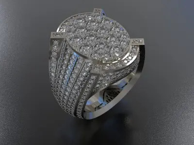 MEN RING WITH BIG  DIAMONDS 3D print model