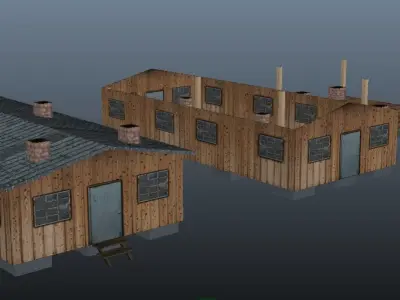 German Barracks from World War 2 Low-poly 3D model