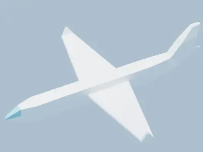 Airplane Model plane flying in sky Low-poly 3D model