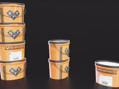 Logistics Plastic Shipping Bucket Set Low-poly 3D model