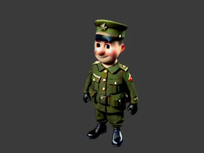 World War II Soldier Low-poly 3D model order