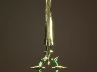 Fantasy PBR weapon game ready Low-poly 3D model