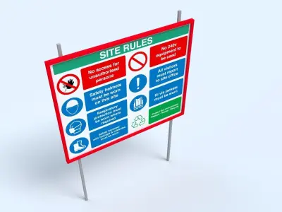 Heath Safety and Environment HSE Sign Low-poly 3D model