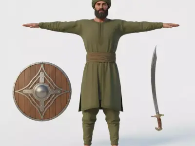 Realistic Arabian Desert Warrior 3D Model  Rigged  Game Ready Low-poly 3D model 2