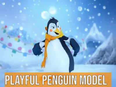 Playful Penguin model pack Low-poly 3D model