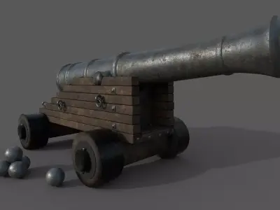 Medieval Cannon 3D Model Low-poly 3D model purchase