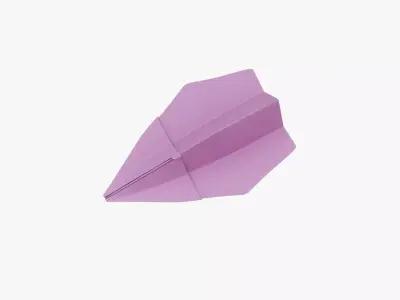 Paper Plane Pink Low-poly 3D model