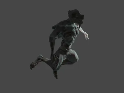 Darkoid reptile humanoid monster statue 4 poses included 3D model
