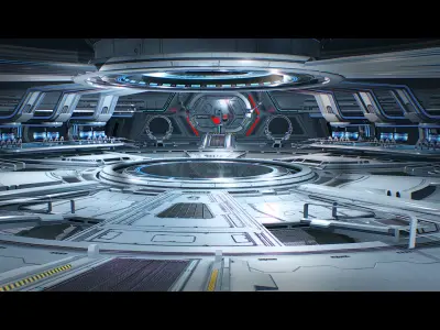 Sci Fi Hangar Interior - game ready 3D model