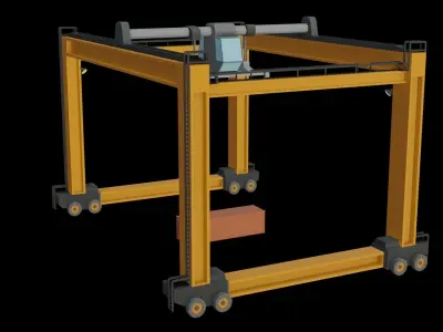 Simple Crane with some Containers Low-poly 3D model