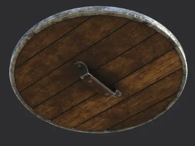 Wooden medieval round shield Low-poly 3D model