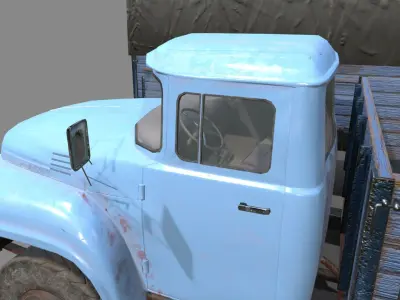 Low poly Zil-130 truck with tarp on top Low-poly 3D model