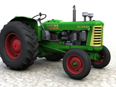 Oliver Super 99 Tractor 1954 3D model