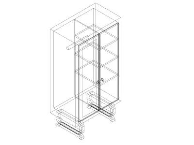 Antique Timber Wardrobe Cabinet Carpentered Craft Malaysia 3D model