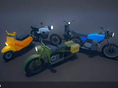 Low Poly Bike Set 01 Low-poly 3D model