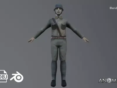 WW2 asian soldier Free 3D model