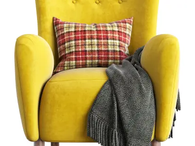 Fritz Hansen Style 1950s Mohair Velvet Armchair 3D model