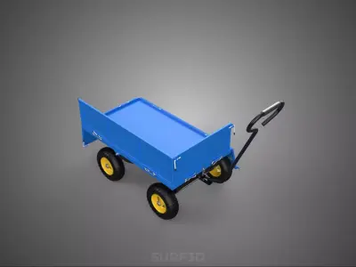 CONVERTIBLE DROP DOWN SIDE TROLLEY CART WAGON DOLLY TRAILER LOAD 3D model