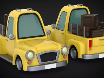 Low Poly Pickup Game Ready two toy trucks Low-poly 3D model