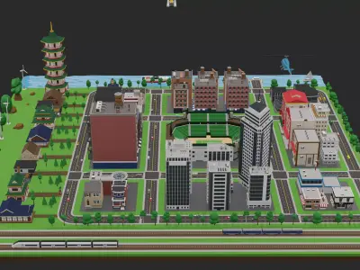 Low Poly City Pack - 300 Models Mega Pack Low-poly 3D model