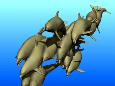 A pod of Dolphins 3D model