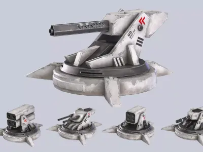 Scifi advance turret collection 3D Model Pack purchase