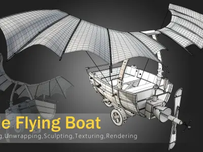 Little Flying Boat-Tutorial and asset Low-poly 3D model